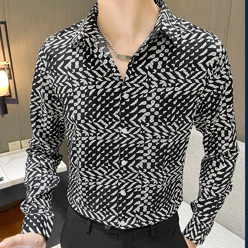 

Plus Size 4XL-M Autumn New Fashion Long Sleeve Floral Shirts For Men Clothing 2022 Slim Fit Casual Tuxedo Camisas De Hombre Sale