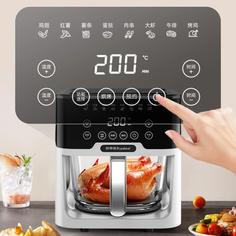 Air fryer panoramic view. Home use. . Fully automatic. Large capacity. High borosilicate glass. Electric fryer.