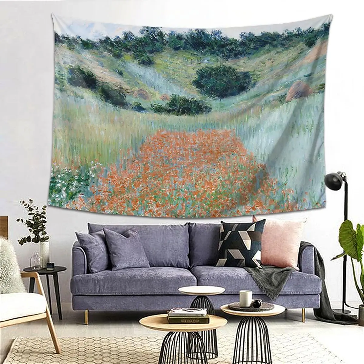 

Poppy Field In A Hollow Near Giverny, By Claude Monet Tapestry Tapestries for Living Room Bedroom Decor Home Hippie Wall Hanging