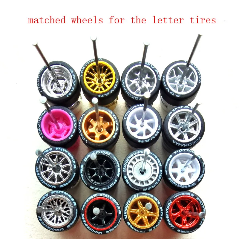 1/64 Diecast Car Smooth Rubber Tires Lettering Tire Size