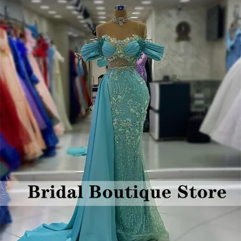 반짝이는 인어 이브닝 원피스 반짝이 구슬 크리스탈, 공식 무도회 가운, 웨딩 파티 피로연 가운, 2024 신제품