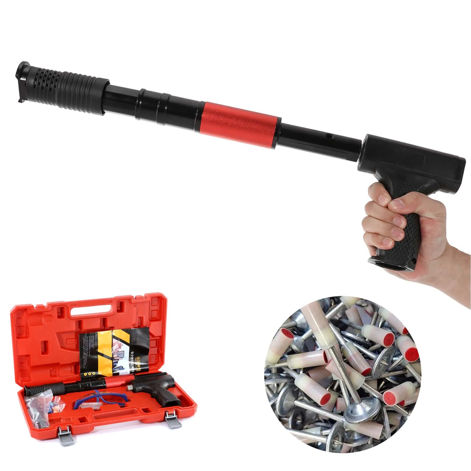 4 Gears Manual Steel Nails Gun Ceiling Artifact Silencer Integrated