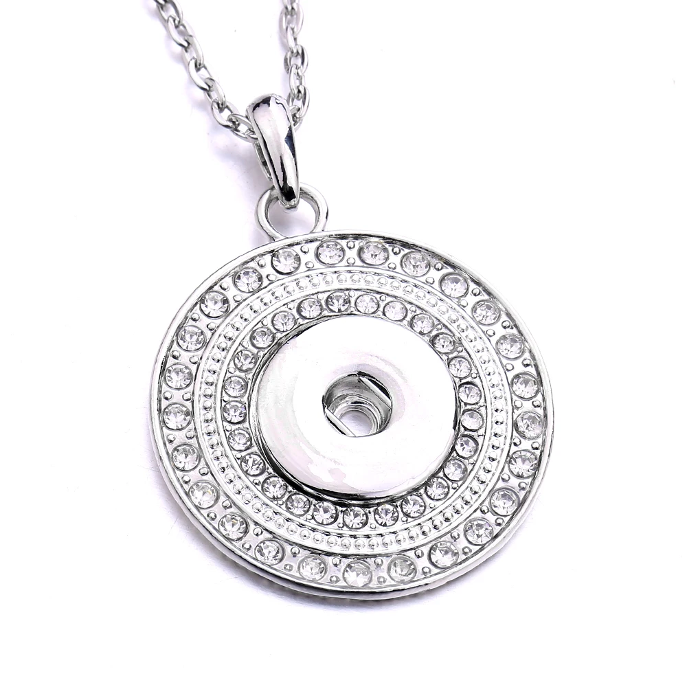 10pcs New Snap Button Jewelry Necklaces High Quality Full Crystal Round Snaps Pendant Necklace for Women