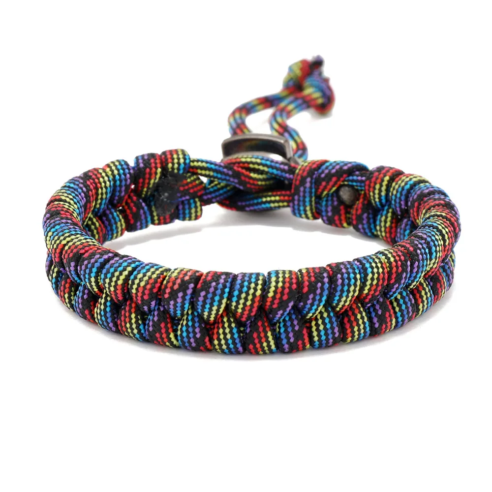 Handwoven Paracord Survival Bracelet - Adjustable Punk Jewelry