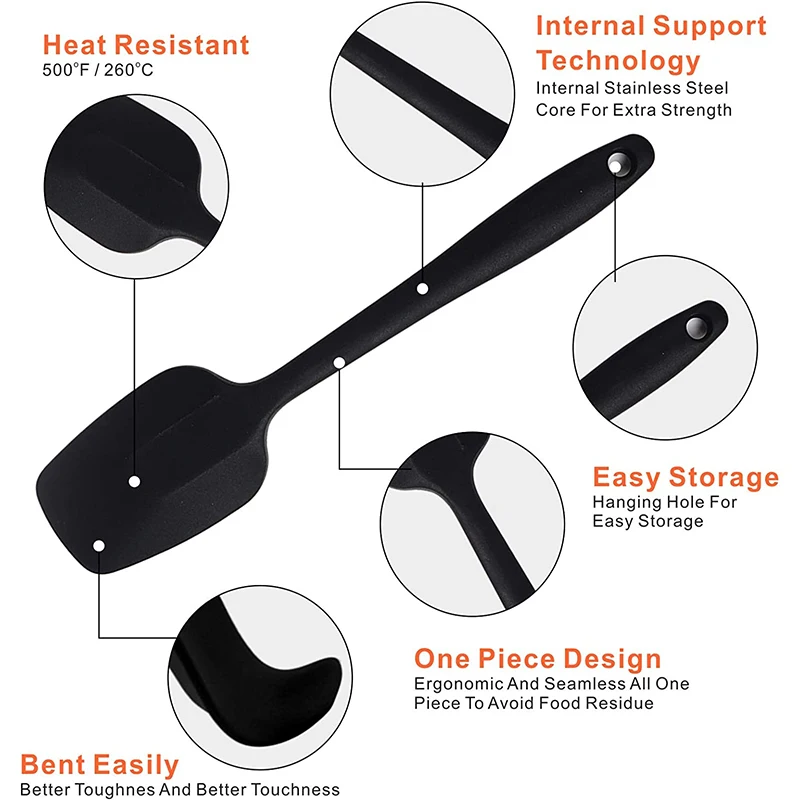 LMETJMA 28cm Silicone Spatulas Heat Resistant Spoon Spatula Non-Stick Spoonula Flexible Scrapers Baking Mixing Tool JT20 BEST SELLERS