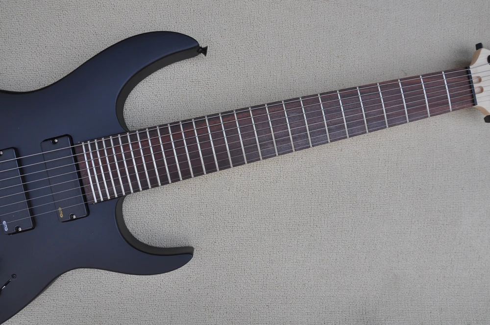 マットブラック8弦エレキギター,27フレット,ローズウッド指板