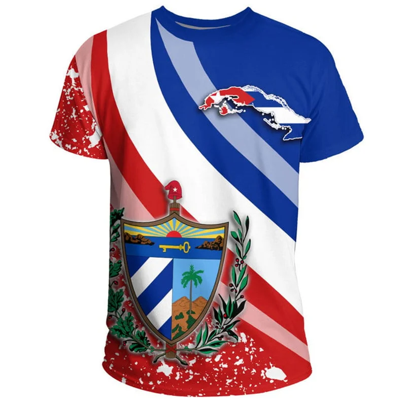 

Fashion 3D Print Cuba Flag T Shirt Men Cuban National Emblem T-shirts Streetwear Short Sleeve Oversized Tees Summer Top Clothing