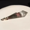 Hand Carved Natural Beautiful Garden Ghost Phantom Quartz Gemstone Crystal Healing Pendulum Pendant For Gift 5