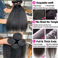30 32 40 pouces brésilien crépus droite cheveux humains paquets Remy Extensions de cheveux humains 1/3/4 pièces trames de cheveux Yaki droite cheveux humains 3