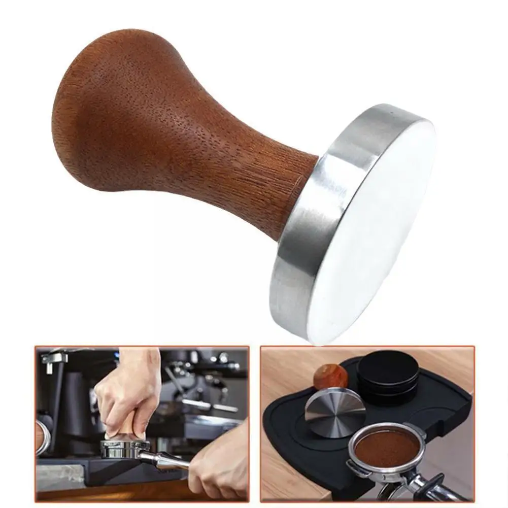 Coffee Distributor Powder Hammer Pressing 51mm 58mm Tamper Coffee Espresso Wood Coffee Handle