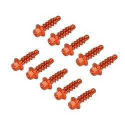 CNC Motorcycle Self-Tapping Screw Bolt Kit - 10 Piece Set, Universal Parts (Orange)
