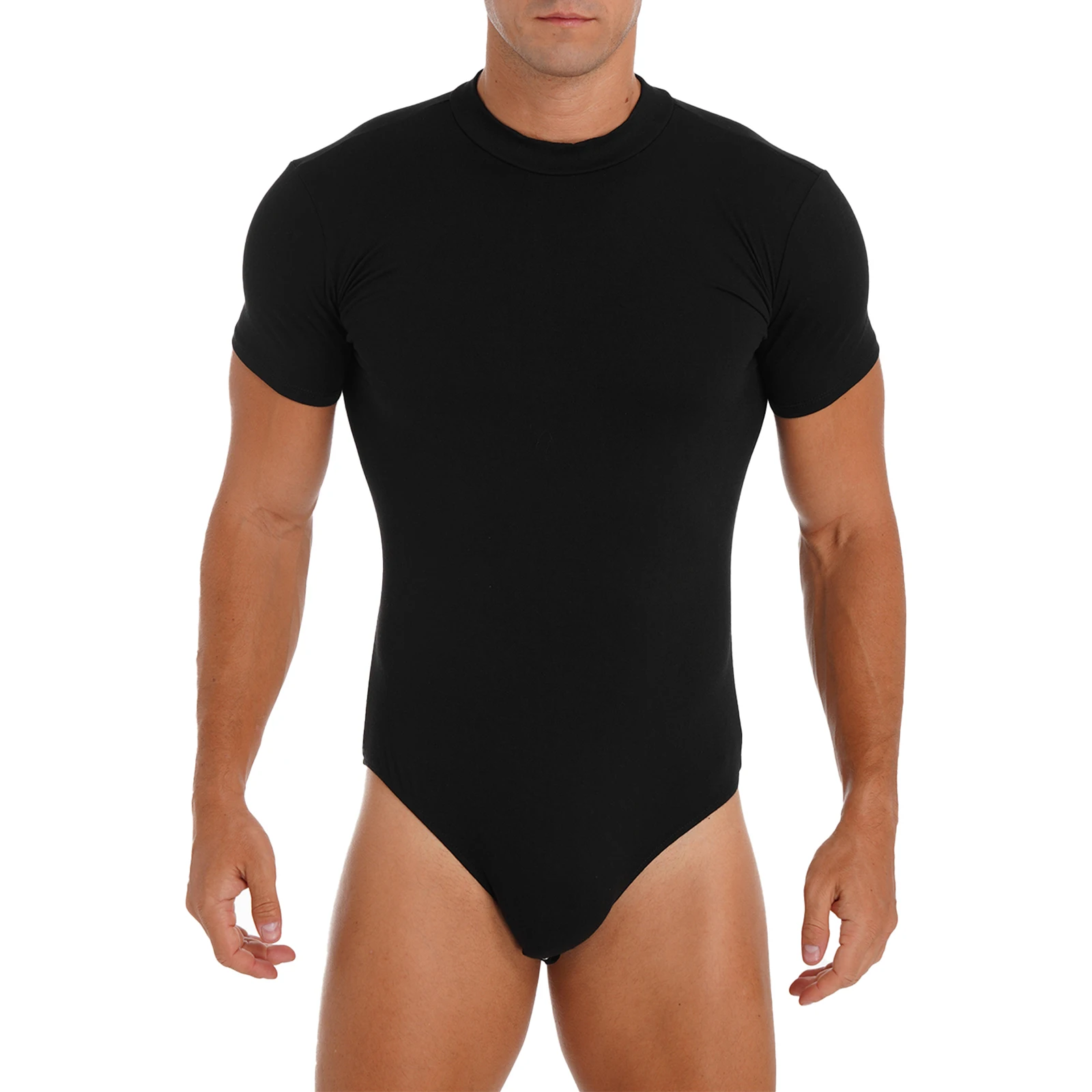 Mens Solid Color Leotard Undershirt Press Button Crotch Bodysuit Short Sleeve Skinny Jumpsuit Casual T-shirt Rompers Pajamas men bodysuits,men jumpsuits
