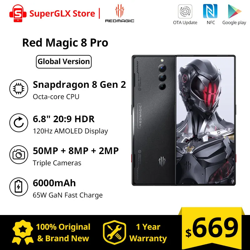 Nubia RedMagic 8 Pro 5G Global Version Gaming Phone Snapdragon 8 Gen 2  Smartphone 65W GaN Fast Charge Red Magic 8 Pro Cellphone