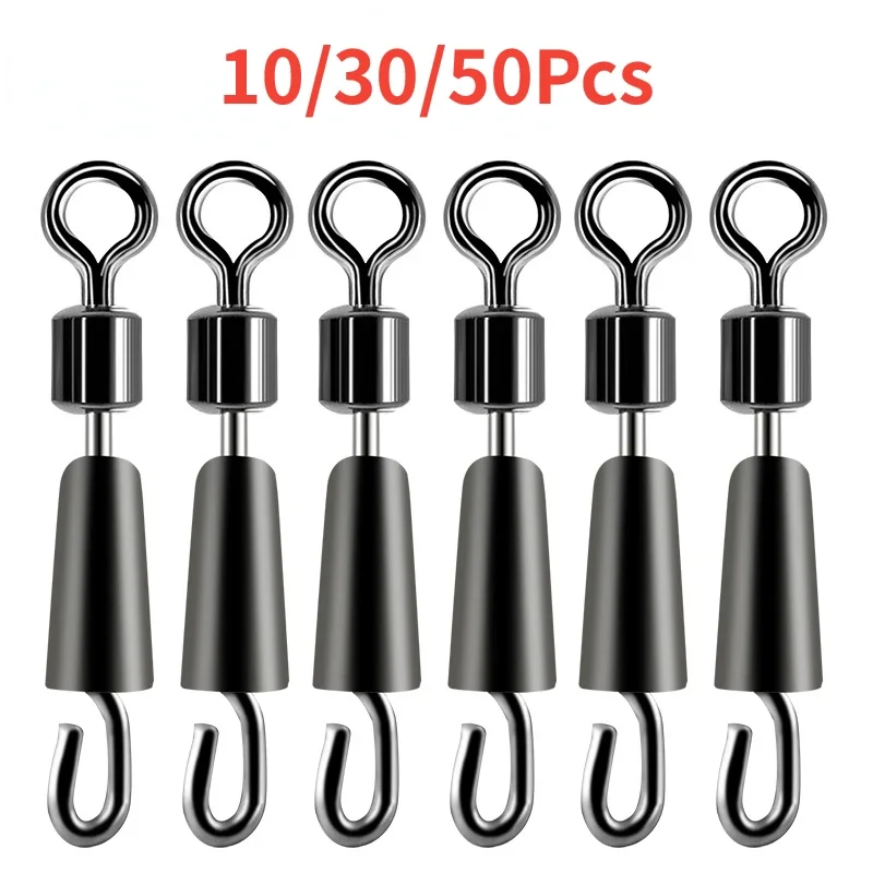 10/30/50pcs/lot Ball Bearing Swivel Solid Ring Fishing Connector Ocean Boat  Fishing Hooks Quick Fast Link Connector Pesca Tackle