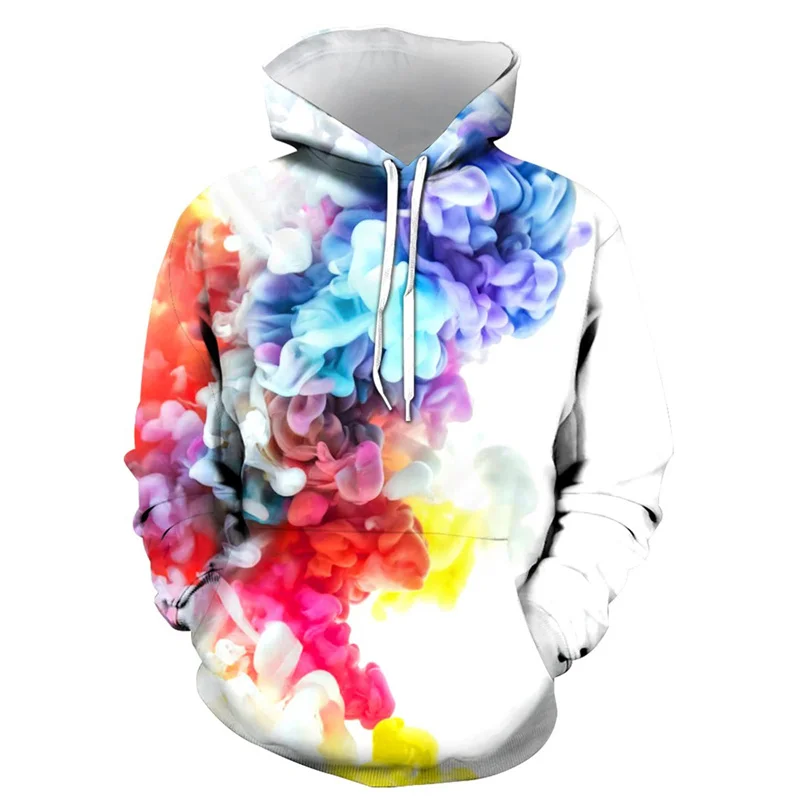 thumbnail image 1 of Sudadera con capucha con estampado 3D de flores y hojas para hombre, sudaderas de moda de manga larga con estampado de plantas coloridas, sudaderas de gran tamaño, 1 of 5