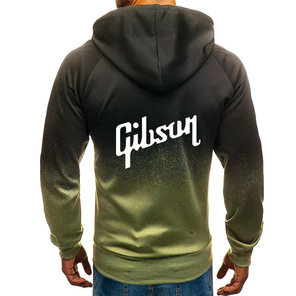 Gibson 2023 spring and autumn new style Men's Harajuku Gradient Color Zipper Hoodies Leisure Sweatshirts Brand Jackets Coat