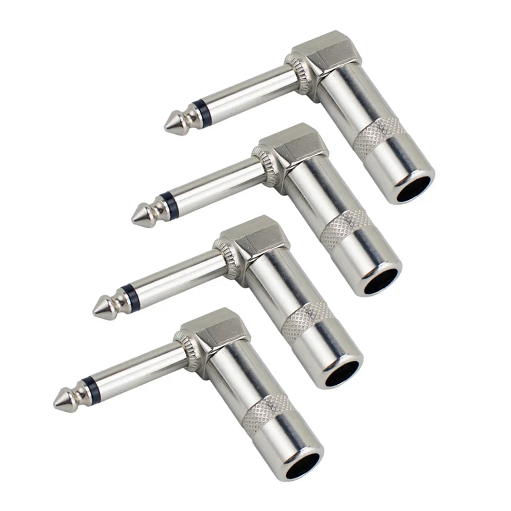 Guitar Plug Adapter 6 35mm Male Jack Right Angle Mono Audio Plug Connector 4 Pack