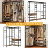 Closet Organizer and Storage Shelves, Heavy Duty Clothes Rack with 2 Wooden Drawers, L Shaped Coat Rack Corner Closet System 3