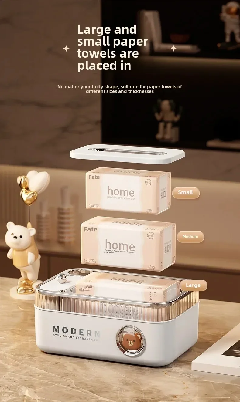Papierhandtuchbox, multifunktional, kreativ, für Zuhause, Wohnzimmer, Desktop, Fernbedienung, Aufbewahrungsschublade – Detail 8