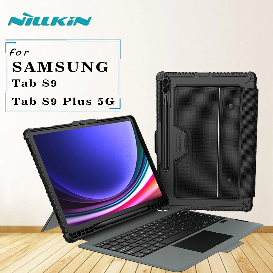 Capa Nillkin Backlight Kayboard Suporte Ajustável Teclado Removível Bluetooth Bumper Samsung Galaxy Tab s9 s9 Plus 5g