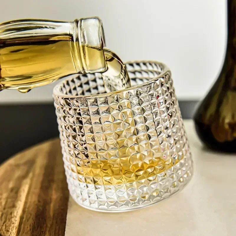 160ml Thickened Rotating Crystal Glass Wine Glass Ins Wind Nordic Whisky Glass Creative Personality Foreign Wine Tumbler Cup