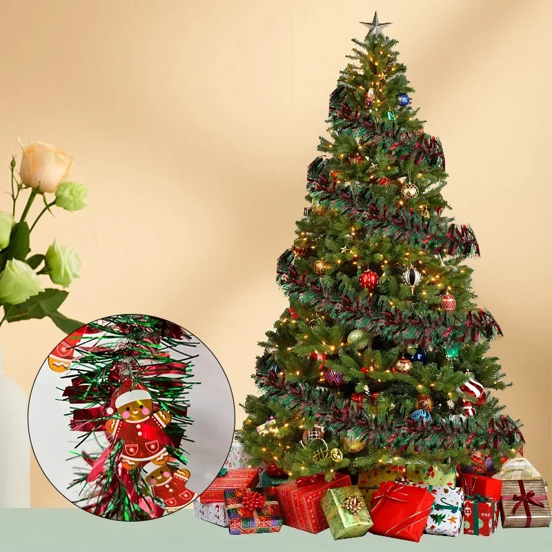 2M Christmas Garland Party Decor DIY Christmas Tree Ornaments Green Cane Ribbons Wreath Hanging Pendent Xmas Party Supplies