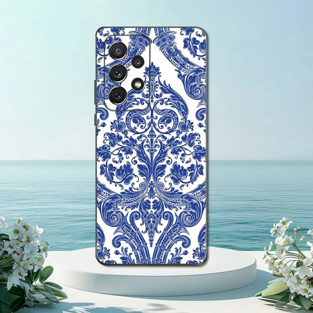 Elegant Blue and White Porcelain Art Phone Case | Soft Silicone Black Cover