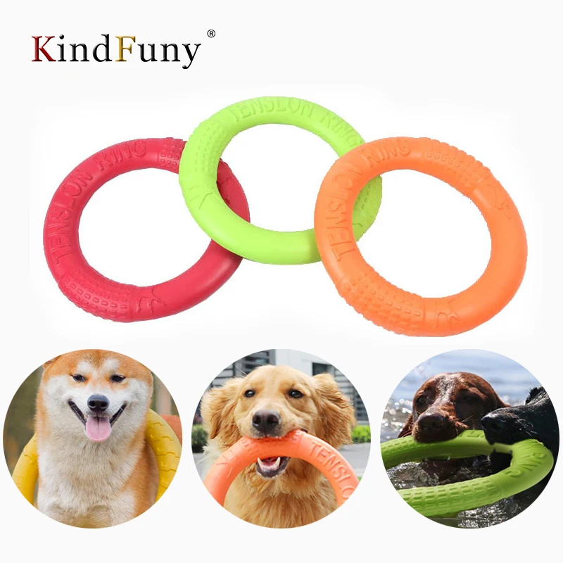 

KindFuny Dog Toys Pet Flying Disk Training Ring Puller Anti-Bite Floating Interactive Supplies Dog Toys Aggressive Chewing