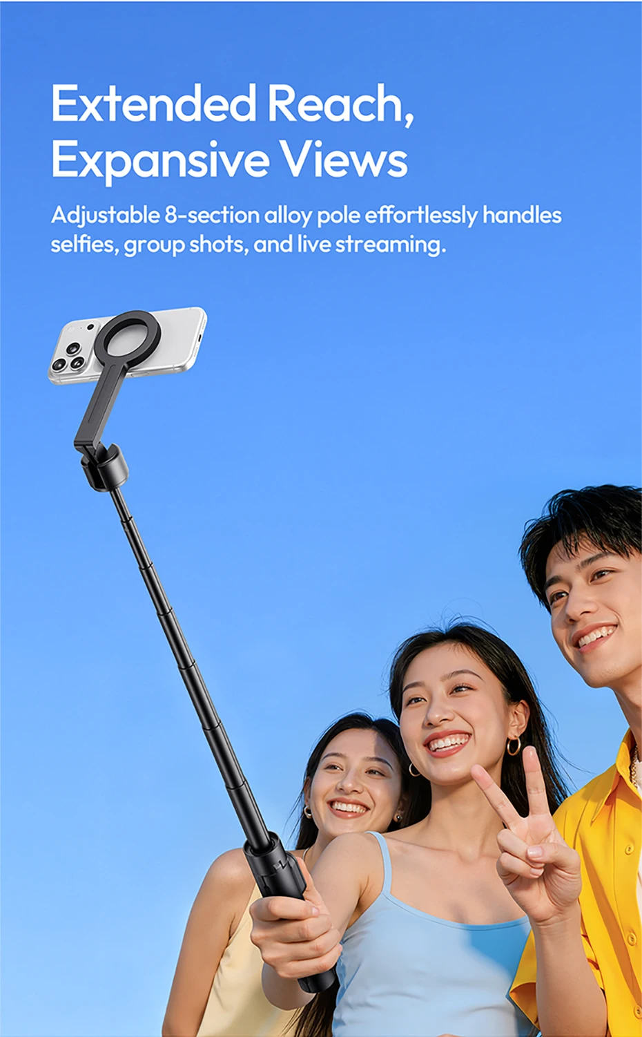 Ulanzi SK26 Portable Selfie Stick with Phone Holder description image 8