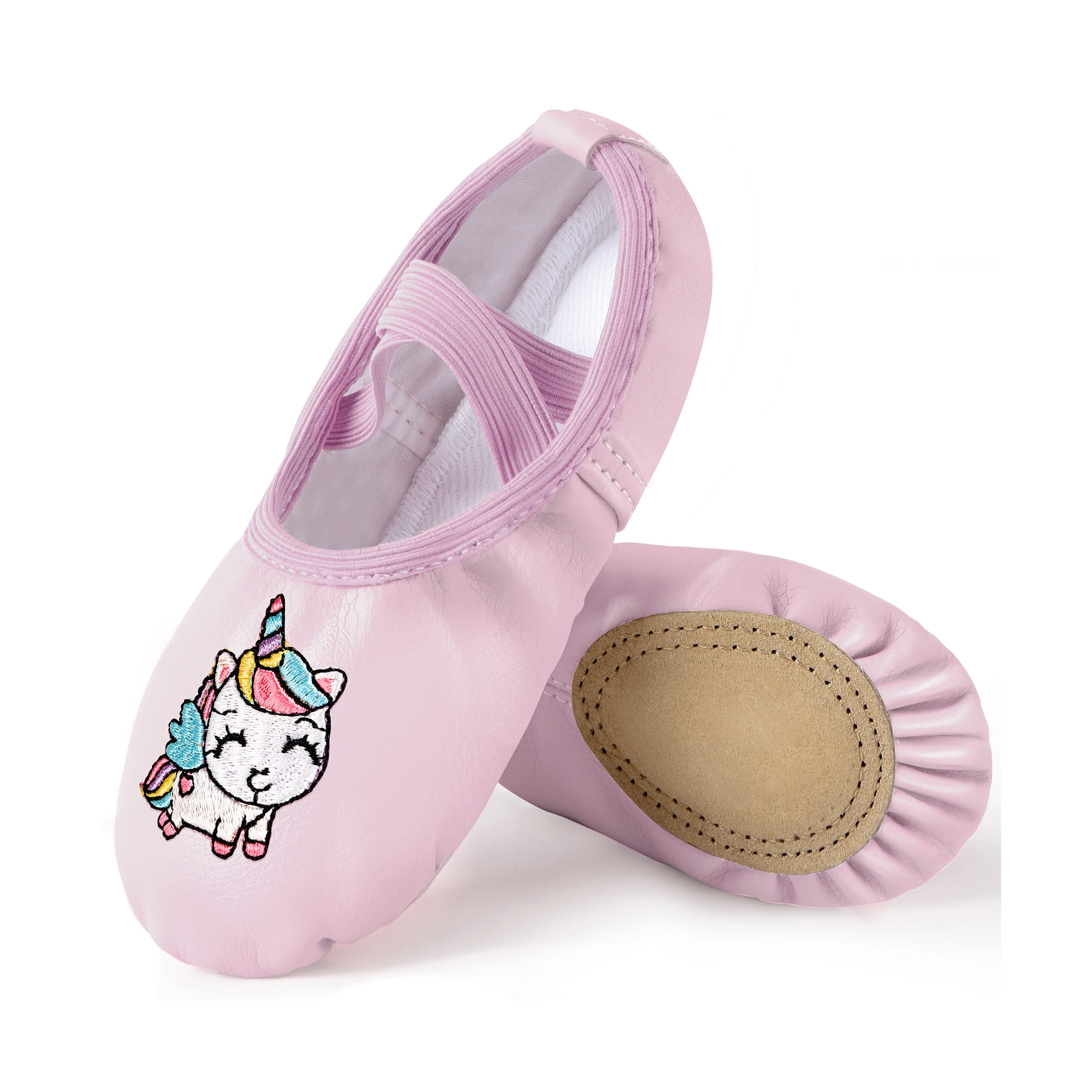 Girls Ballet Shoes Cute Pattern Perfect for stage  performances  PU Split-Sole Crossed Gymnastics  shoes - 5