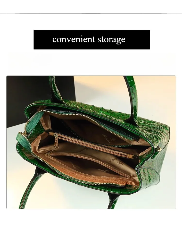 Große Tasche mit Krokodilmuster aus Glanzleder Damenhandtasche 2026 Neuer Stil Umhängetasche – Detail 5