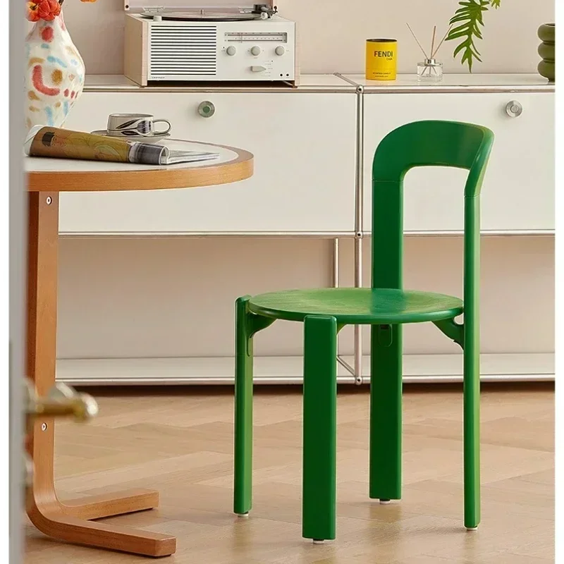 Nordic Rey Beech Solid Wood Plywood Dining Stackable Vintage Curved Backrest Swiss Chair Restaurant Chair