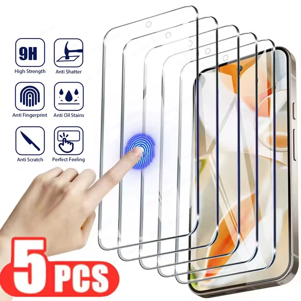 Protecteur d'écran à couverture complète en verre trempé, 1 à 5 pièces, pour Google Pixel 10 9 Pro XL 8 Pro, déverrouillage par empreinte digitale, Film de verre incurvé pour téléphone