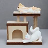 Mini House Cat Tree Model Accessories Miniature Furniture Wooden Adornment Dollhouse Cat Climbing Frame Cat Tower Model 3