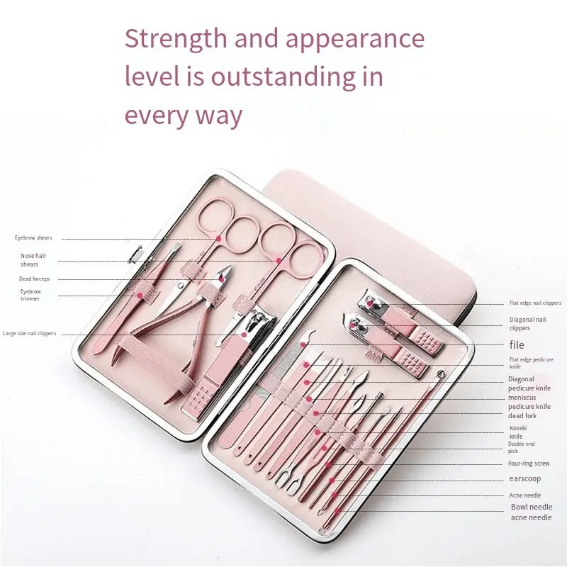 Nail Clipper Set 18piece Diagonal Exfoliating Stainless Steel Manicure Set Household Ear Spoon Scissors