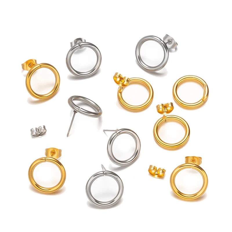 10 teile/los Edelstahl runde Reifen einfache Mode Ohrring und Schmetterling Ohr zurück für Geschenk Schmuck machen Accessoires Handwerk – Detail 2