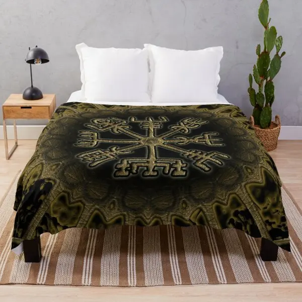 3D Soft Throw Blanket Lightweight Flannel Blanket King Queen Size for Sofa Couch The Vikings Ancient Scandinavian Norse Runes