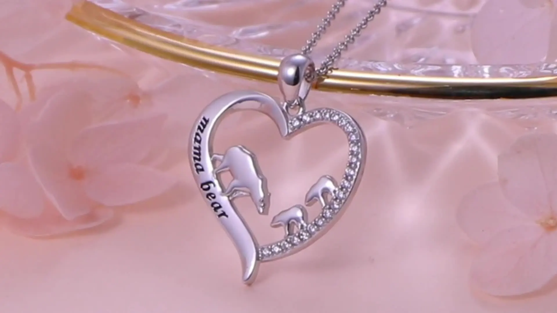 Модное серебряное ожерелье с подвеской в форме сердца Мама-медведь для мамы