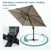 10FT Square Cantilever Patio Umbrella with Tilt Adjustment and 360-Degree Rotation, Offset Hanging Umbrella for Backyard 4