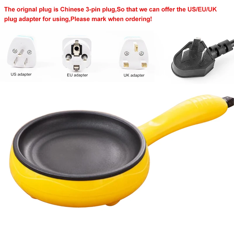 Multifunctional Mini Electric Egg Omelette Cooker Eggs Boiler Food Steamer Breakfast Pancake Fried Steak Non-stick Frying Pan EU 4