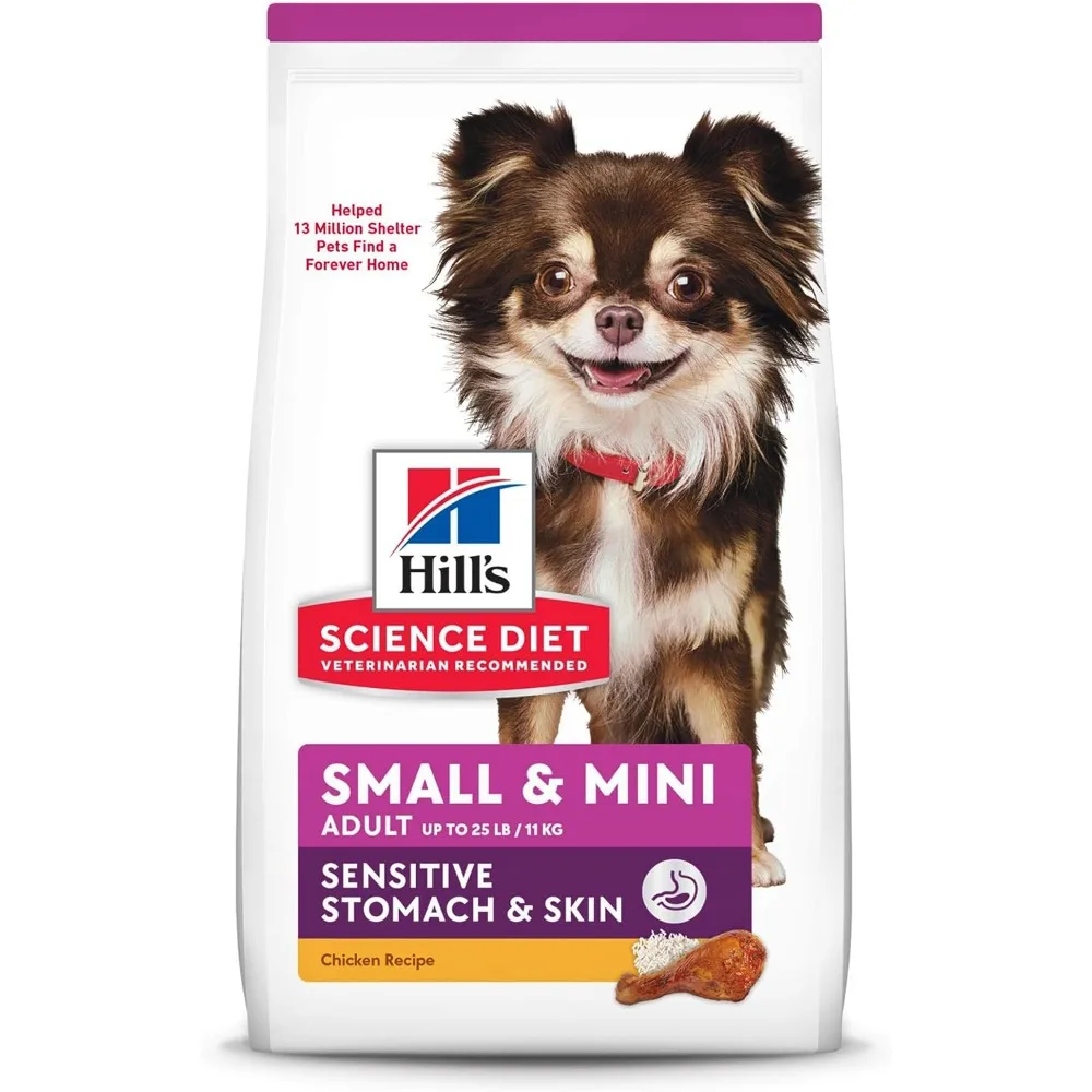

Dry Dog Food, Adult, Small & Mini Breeds, Sensitive Stomach & Skin, Chicken Recipe, 15 lb. Bag