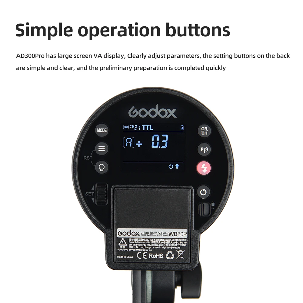 Godox 300W AD300Pro TTL 2.4G 1/8000 HSS Outdoor Flash Light 300Ws with Battery for Canon Nikon Sony Fuji Olympus Pentax
