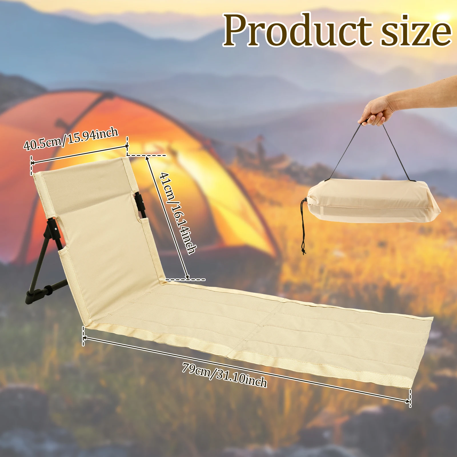 Outdoor Foldable Camping Chair Oxford Cloth Camping Floor Chair Garden Park Single Lazy Chair Backrest Cushion Picnic Back Chair 5