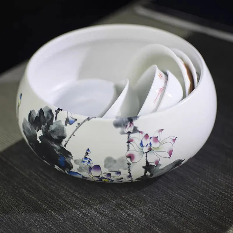 중국 세라믹 브러시 세탁기 - 서예 잉크 청소 그릇, 전통 회화 미술 용품 ??책상 장식