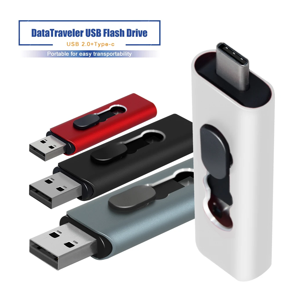 For Android OTG 2 In 1 USB Flash Drives 2.0 Type-C & Micro 256GB 128GB 64GB 32GB 16GB Pendrives Pen Drive Cle for Phone gifts apple pen drive