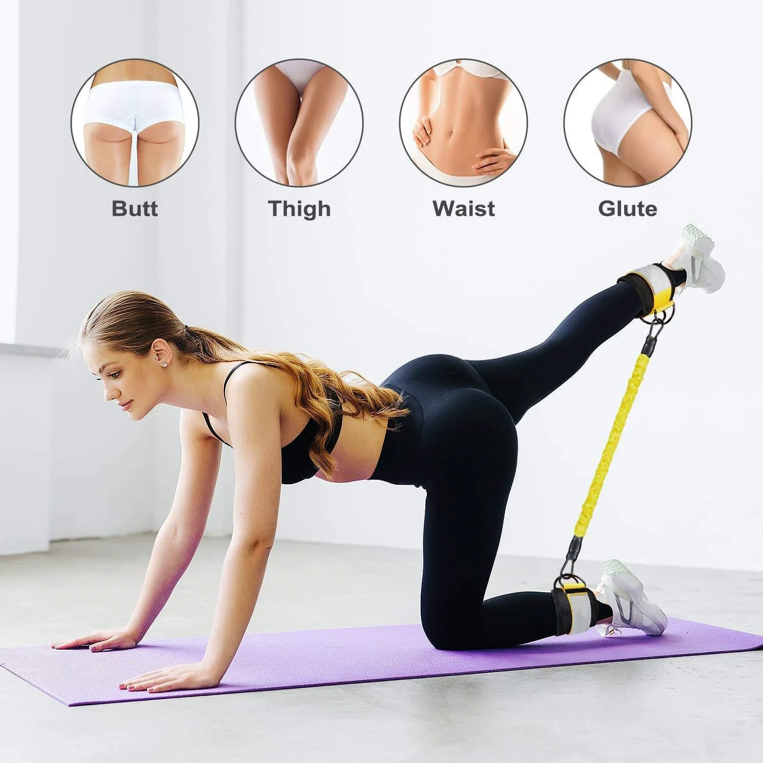 Wellshow Ankle Resistance Bands with Cuffs Glutes Workout Equipment Legs Resistance Bands for Kickbacks