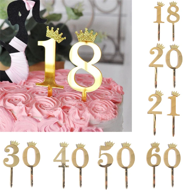 Topper de bolo acrílico número 16, 30, 21 anos, 20 um, decoração de bolo,  festa de aniversário, sobremesa - AliExpress