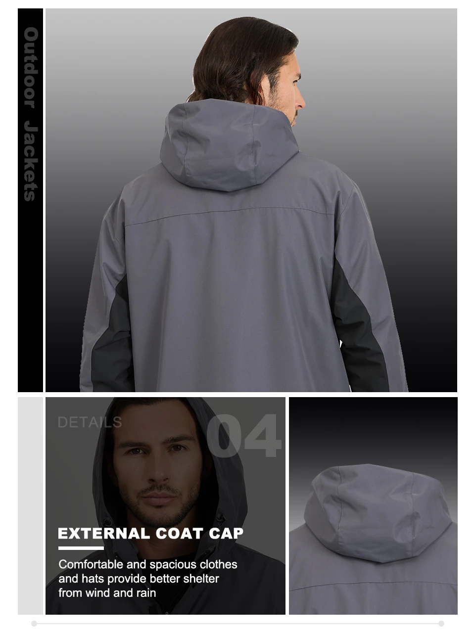 Baasploa Herrenjacken, Marken-Windjacke, 3-in-1, wasserdichte Mäntel aus gewebter Baumwolle, hochwertige, bequeme Wander- und Outdoor-Kleidung für Herren – Detail 8
