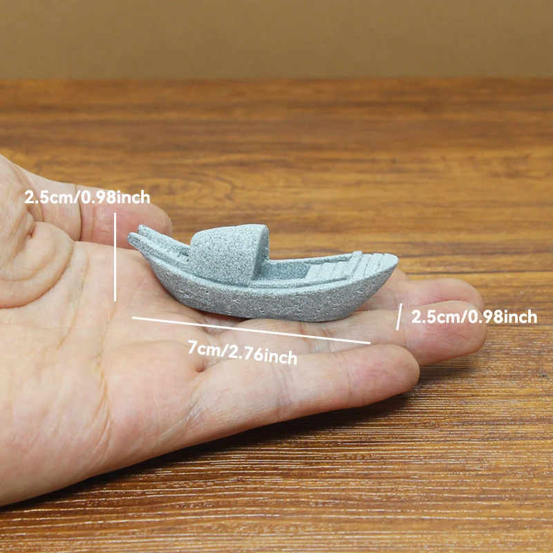 Miniature Stone Bridge with Boat for DIY Terrarium and Fairy Garden Decor
