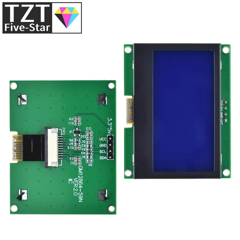 TZT 12864 IIC LCD Module 128X64 I2C ST7567S COG Graphic Display Screen Board LCM Panel 128x64 Dot Matrix Screen For Arduino